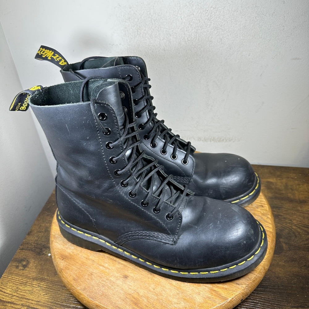 Dr. Martens 1919 Steel Toe Black Leather 10 Eye Combat Boots Mens 11 UK 10 EU 45